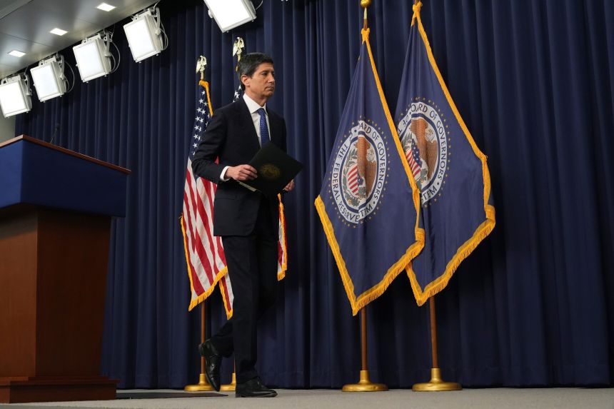 Federal Reserve Chairman Kevin Warsh leaves after speaking at a news conference at the Federal Reserve in Washington, DC, on September 16, 2026.