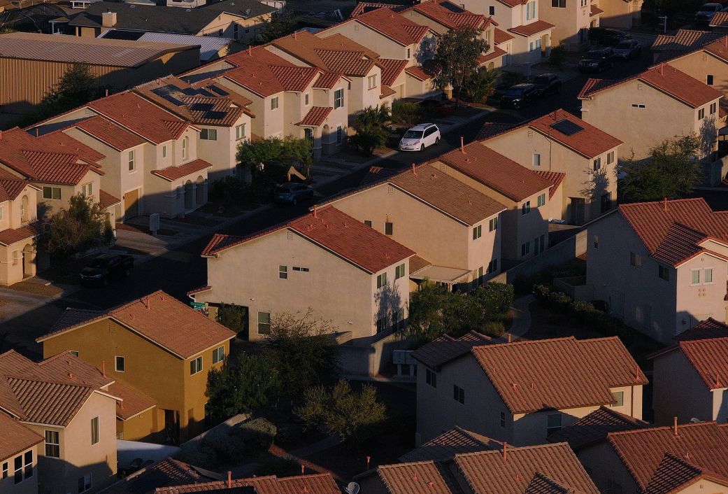 An aerial view of a housing development on August 08, 2025 in Las Vegas, Nevada.