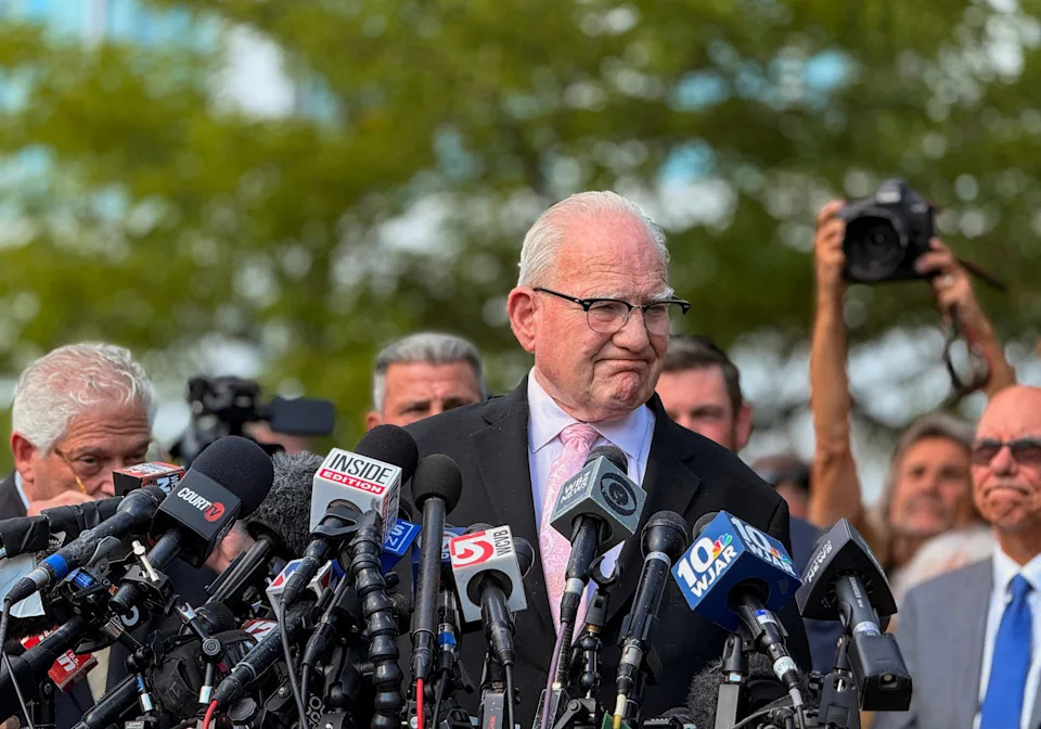 Attorney Kevin Reddington speaks to members of the media after a judge declared a mistrial in the murder trial of Lindsay Clancy following a deadlocked jury, in Plymouth, Massachusetts, U.S., September 4, 2026. Picture taken with a mobile phone. REUTERS/Maria Alejandra Cardona