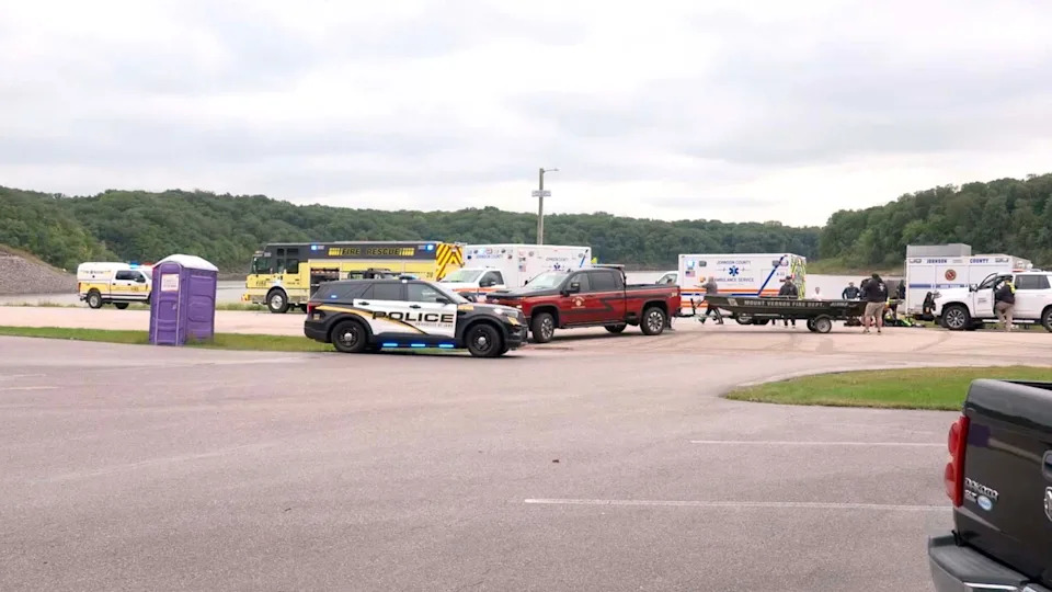 KCRG - PHOTO: In this screen grab from a video, first responders are shown at the scene after a fifth-grade teacher and a student from Borlaug Elementary died while on the trip at the MacBride Nature Recreation Area, in Johnson County, Iowa, on Sept. 23, 2026.