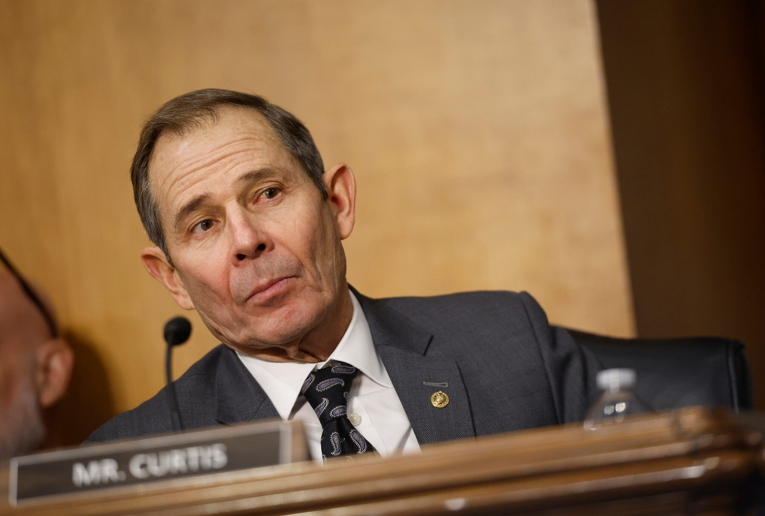 PHOTO: Sen. John Curtis questions Secretary of State, Sen. Marco Rubio during his Senate Foreign Relations confirmation hearing at Dirksen Senate Office Building on January 15, 2025 in Washington, DC.